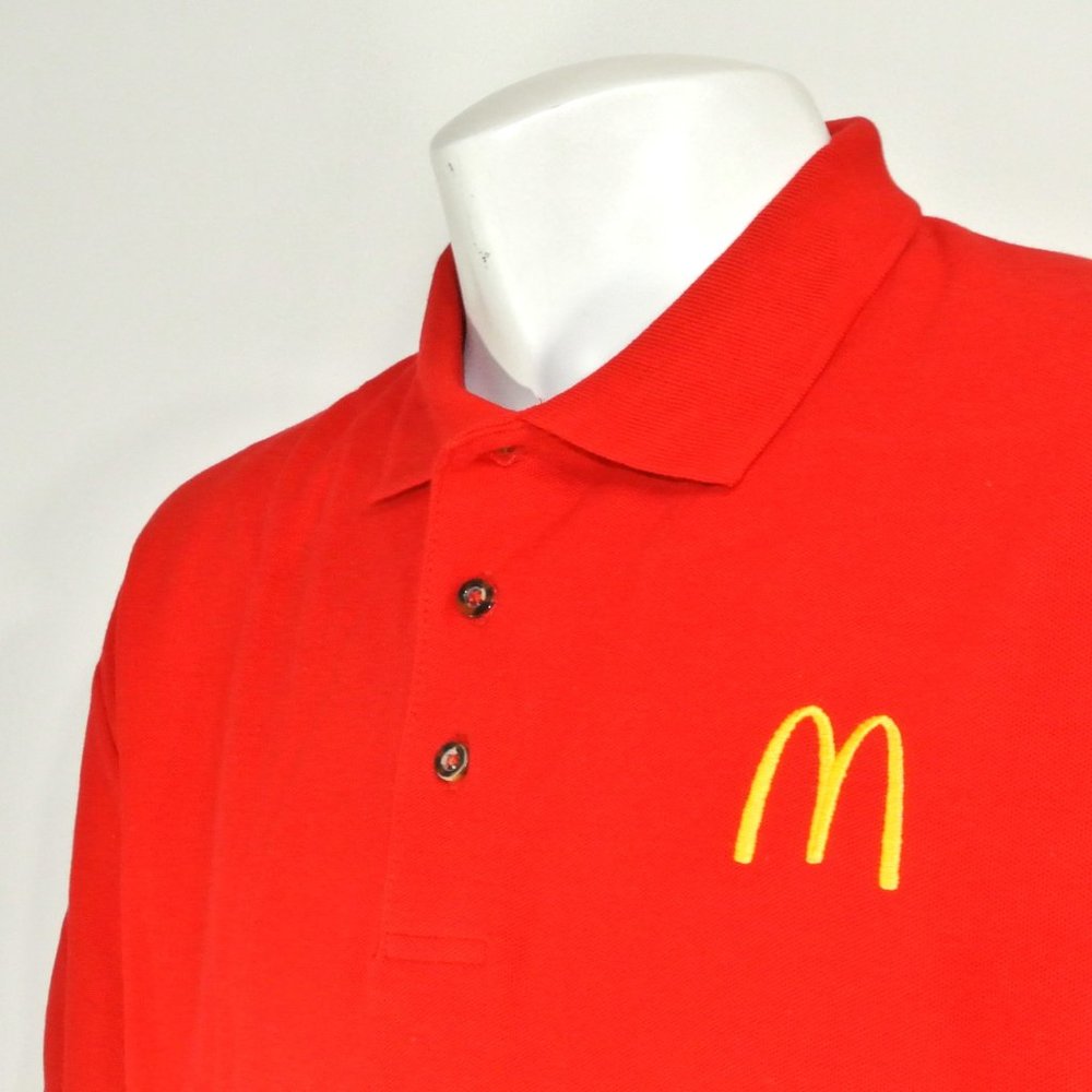McDONALD'S Fast Food Employee Uniform Polo Shirt Red NEW Size M Medium